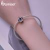 BAMOER 925 Sterling Silver Blue Heart Zircon Crown Bead Vintage Charms for Women Bracelet and Bangle DIY Fine Jewelry