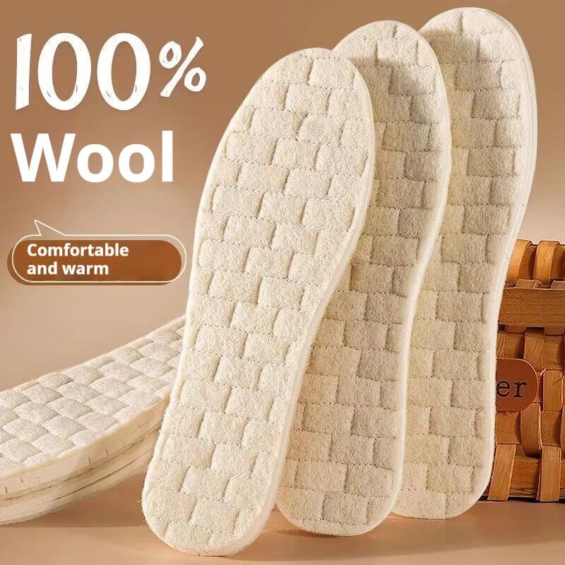1Pair/2Pair New Latex Shock-Absorbing Soles Anti-Slip Winter Warmth Wool Insoles Soft Comfortable Insole Heated Shoe Pads