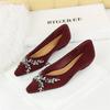 Korean Style Plush Single Shoes For Women With Shallow Mouth Plain Pointed Toe Simple And Versatile Office Wedge Shoes For Women