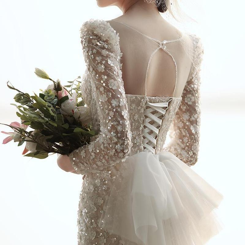 Leichtes Hochzeits-Abendkleid für Damen, Temperament, schlicht, hochwertig, Prinzessinnen-Stil, Fischschwanzkleid