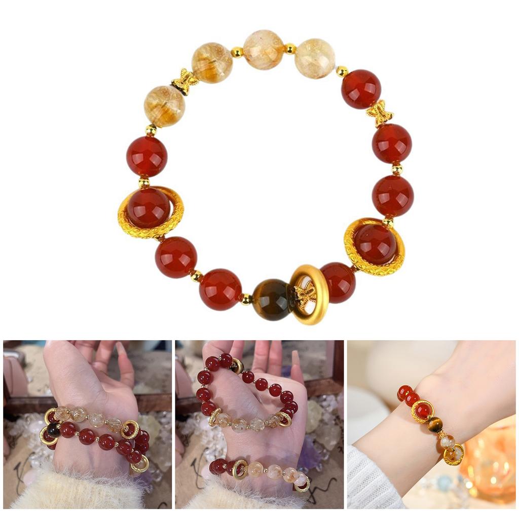 Handcrafted Red Agate and Yellow Ase Stone Bracelet Unique Wristband Charm Perfect for Daily Wear and Celebrations