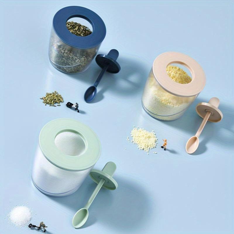Set Balang Perasa, Bekalan Dapur, dengan Penutup, Gabungan Monosodium Glutamat, Balang Garam, Sesuai untuk Perasa, Dapur