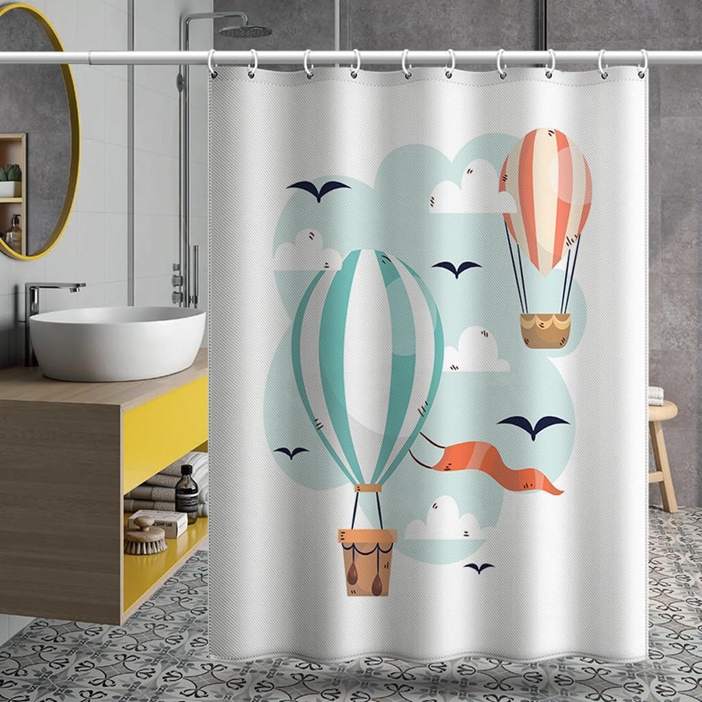 1Pcs Balloon Pattern Shower Curtain Digital Printing Polyester Fabric Home Shower Curtain With Hooks For Bathroom