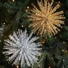 Plastic Christmas Artificial Flowers Glitter 45cm Glitter Fake Flower DIY Simulated Xmas Decorative Flowers New Year