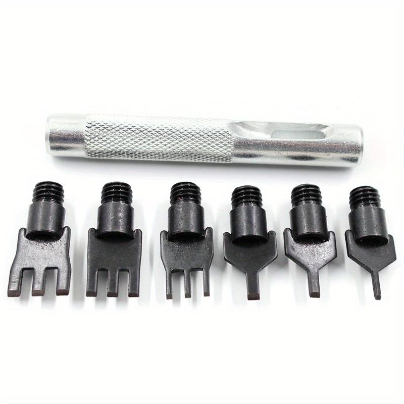 1 Set Leather Flat Punch Tool Set Steel Handle Can Replacement Head Belt Hole Punching Thonging Chisel Craft Tool