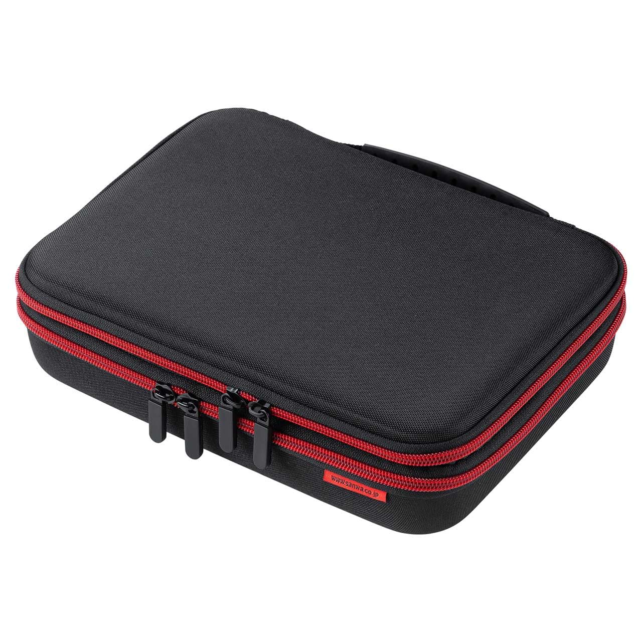 Sanwa Direct Gadget Large with Double Travel for Business Small Pouch, Semi-Hard, Capacity, 2-Layer, Water-Repellent, Divider, Zipper, Pouch, Travel, чёрный