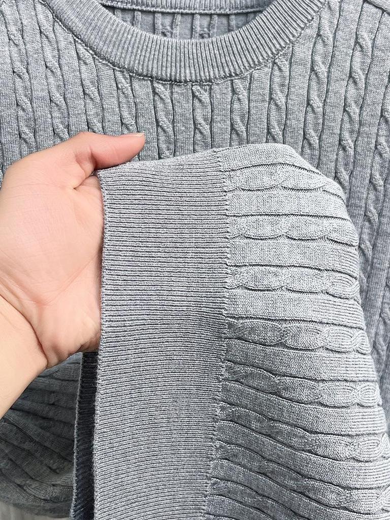Men's Casual Loose Fit Round Neck Short Sleeve Knit T-shirt - Spring/Summer Solid Color Pullover