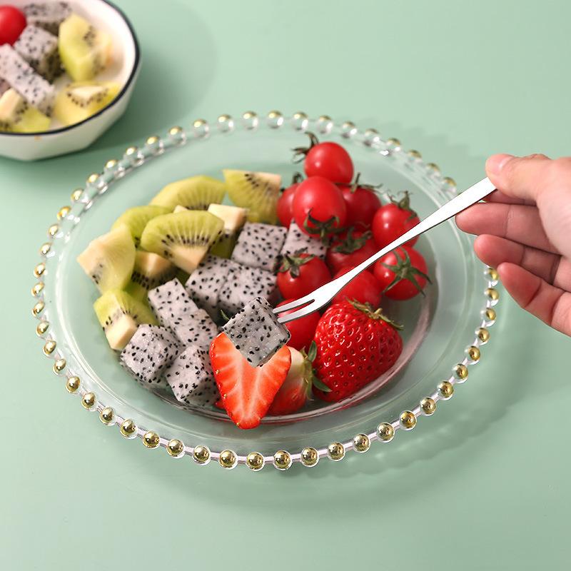 Stainless Steel Fruit Fork Two-toothed Fruit Fork Cake and Mooncake Knife Fork Household Portable Fruit Skewer