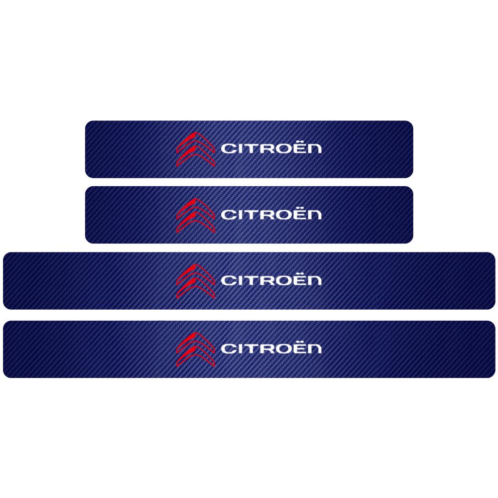 4Pcs Car Door Sill Protection Sticker Anti-scratch Carbon Fiber Door Sill Sticker For Citroen C1 C2 C3 C4 C4L VTS C-ELYSEE C3-XR