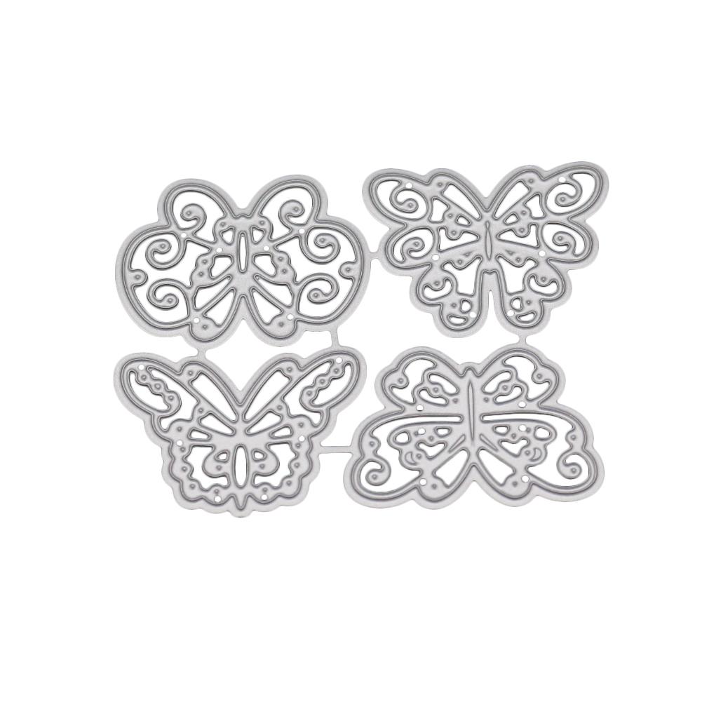 4 Schmetterlinge Rahmen Metall Silbern Schablone Präge Stanzformen Für DIY Scrapbooking Papieralbum Kartenherstellung