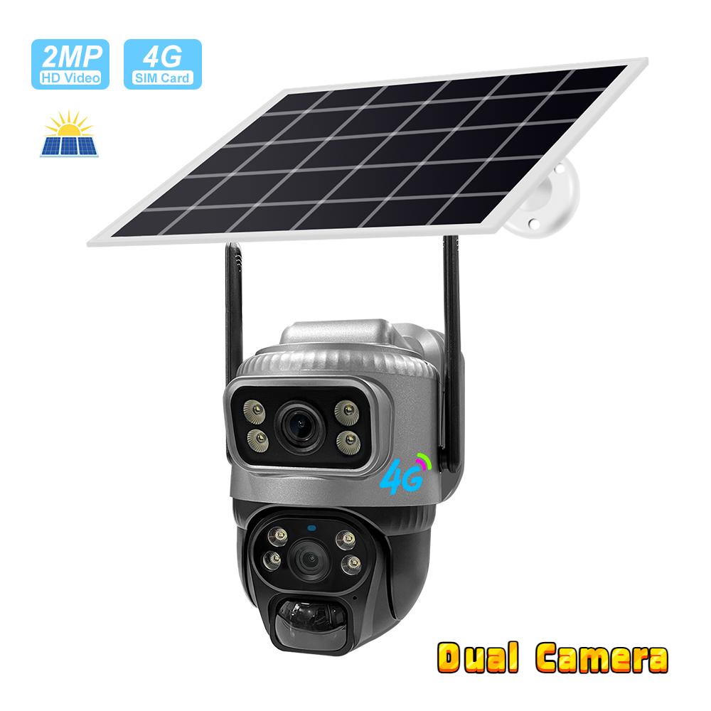 Single/Binocular Solar Surveillance Camera WiFi/4g Wireless Connection Waterproof Night Vision High-definition Security Monitoring