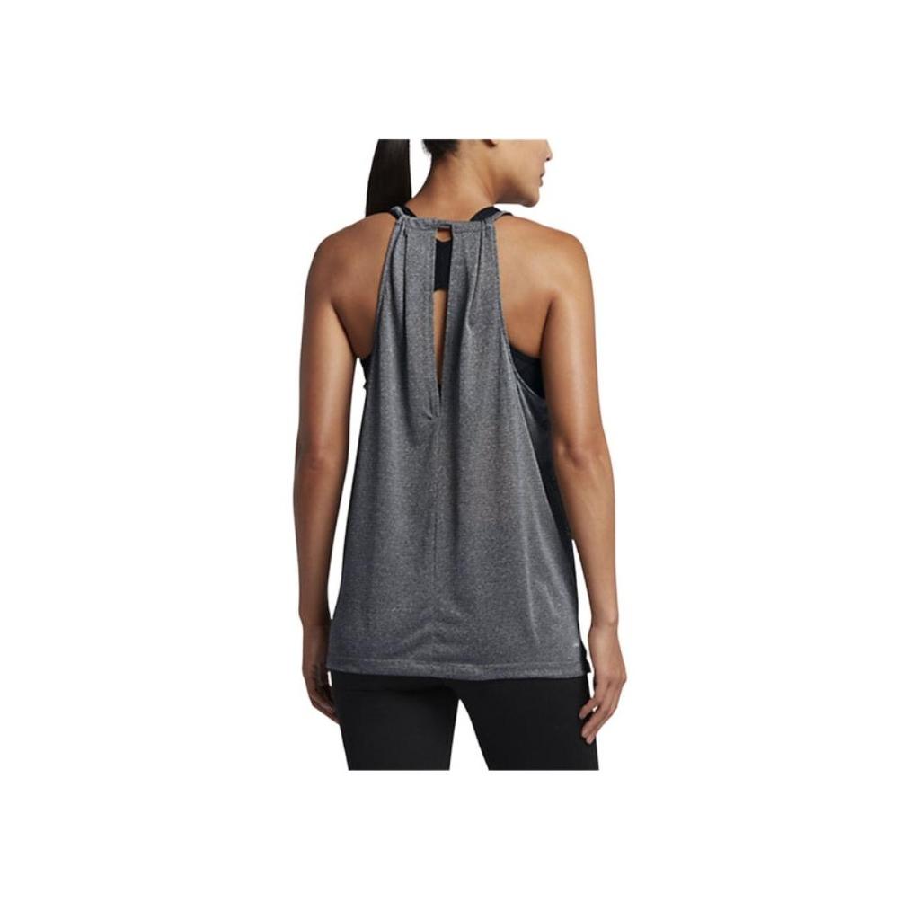 Nike Solid Color Round Neck Sleeveless Sports Vest Women Tops Gray 831779-060