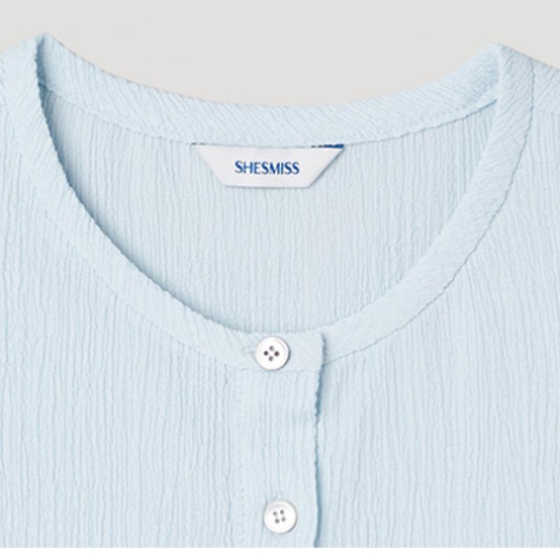 [She S miSS] Pleated Button blouSe Swwblp22170 Ll