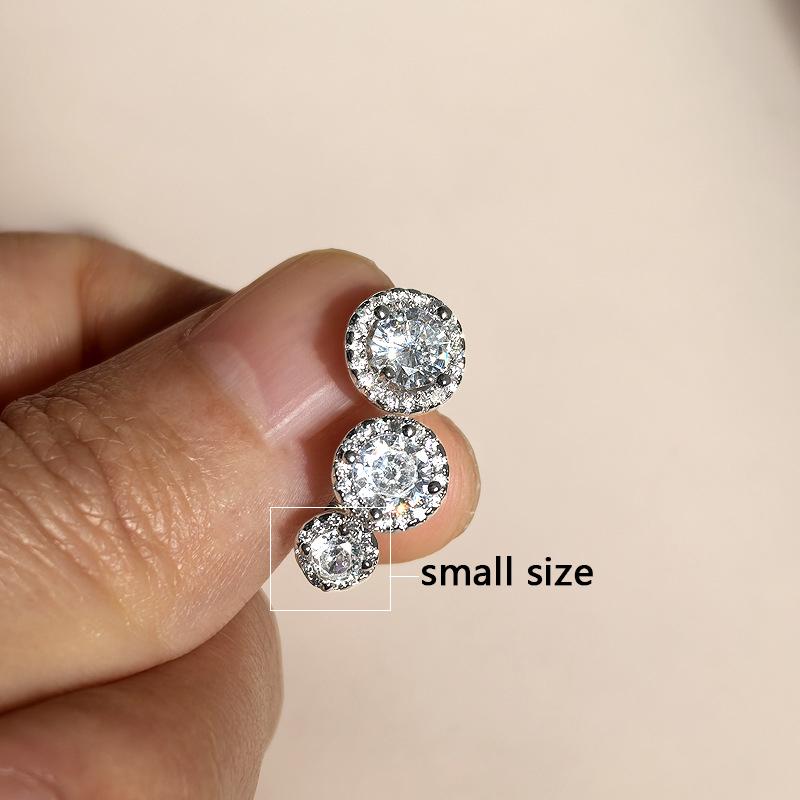 

Серьги Anenjery с геометрическим круглым цирконием для мужчин и женщин, новые персонализированные изысканные компактные универсальные серьги в стиле хип-хоп белый