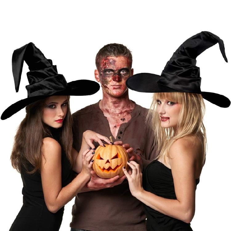 Creative Black Folds Wizard Hat Angled Witch Hat Popular Witch Costume Hallo