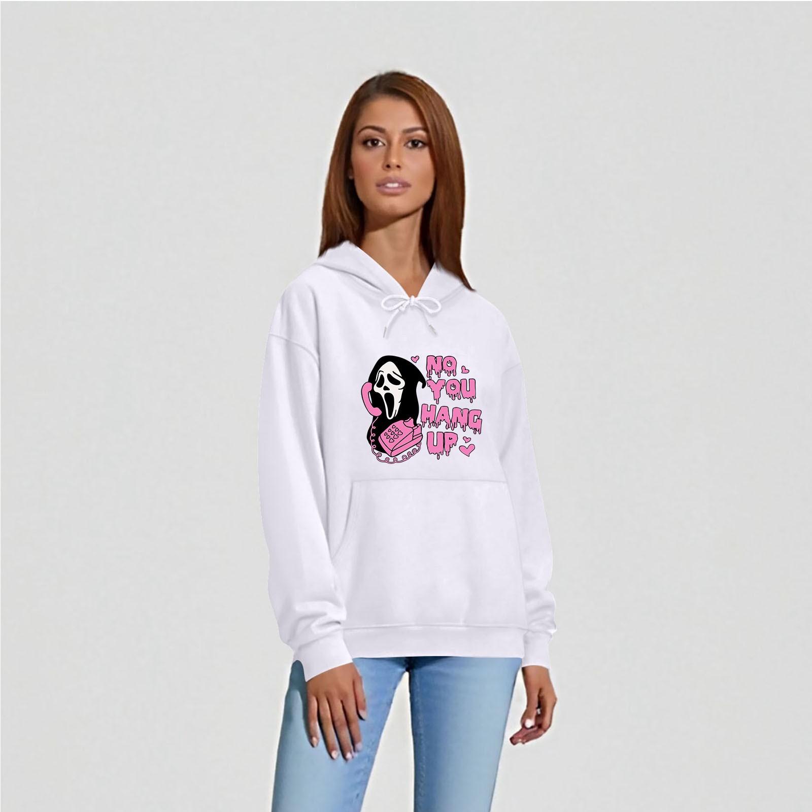 

Однотонна жіноча толстовка з довгим рукавом і принтом на Хеллоуїн XL