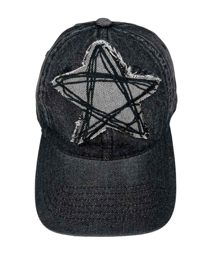 SK8ER ROCK Doodle Star Washing Denim Ball Cap (Black)