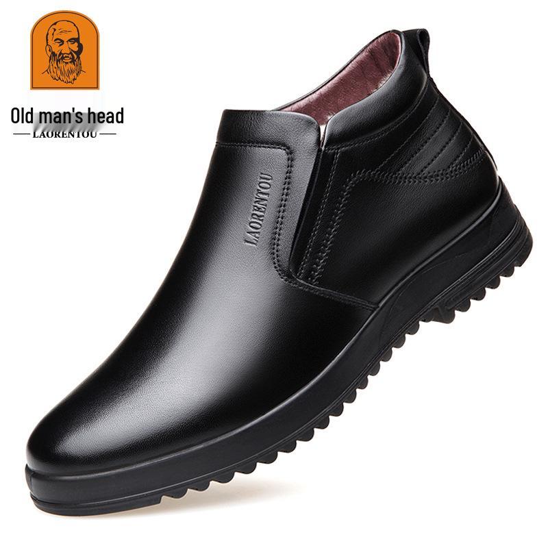 Herren High-Top Winterstiefel aus echtem Leder mit Woll- und Samtfutter