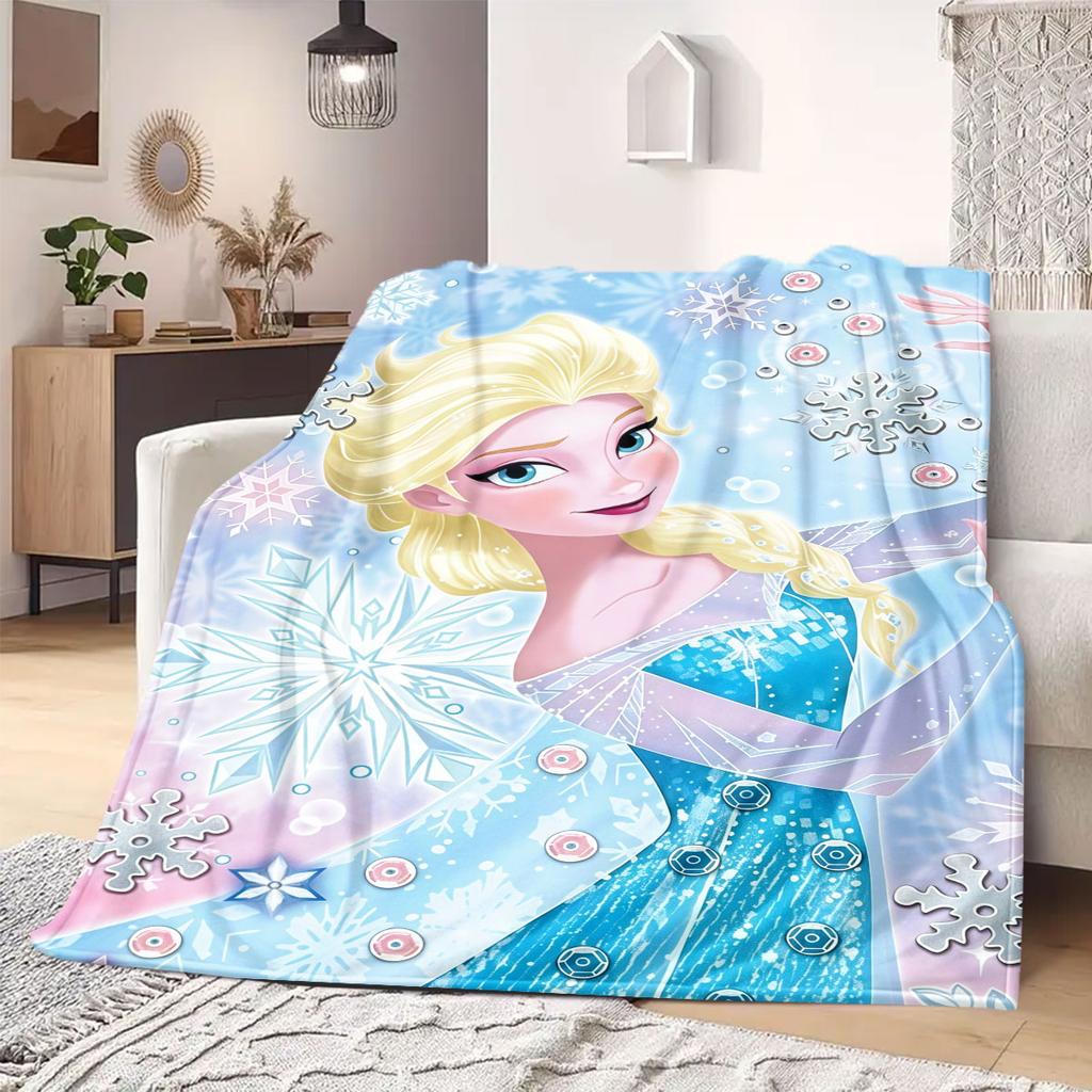 Frozen Cartoon Print Flannel Blanket for Bedrooms Chairs Picnics Travel Sofas Beds Home Decor Extra Large Gift for Kids