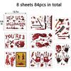 84Pcs Halloween Decorations Handprint Footprint Stickers Clings Decals Window Bathroom Floor Restroom Zombie Decorations Halloween Party Decor,8