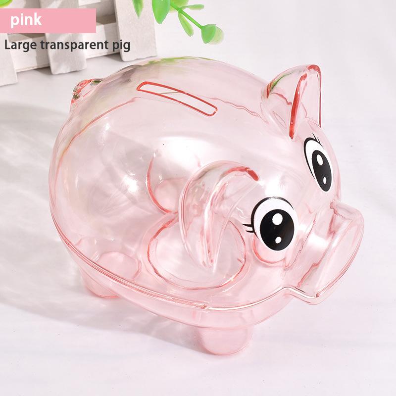 Transparent Pig Toy For Gift Kids Coins Piggy Bank Props Clear Pig Plastic Piggy Bank Coin Money Cash Collectible Saving Box