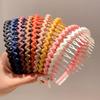 2023  Female Headwear For Broken Hair Card Head Hoop With Teeth Frosted Braid Headband Non-Slip Hairband Casual Headband