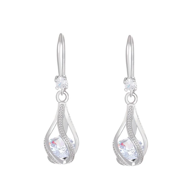 Womens Zircon Crystal Jewelry Set Vintage Rotating Teardrop Necklace Earrings Boho Chic Accessory