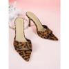 Damen Leopardenmuster Spitzschuh Stiletto Pantoletten, Einzelriemen Sommerschuhe