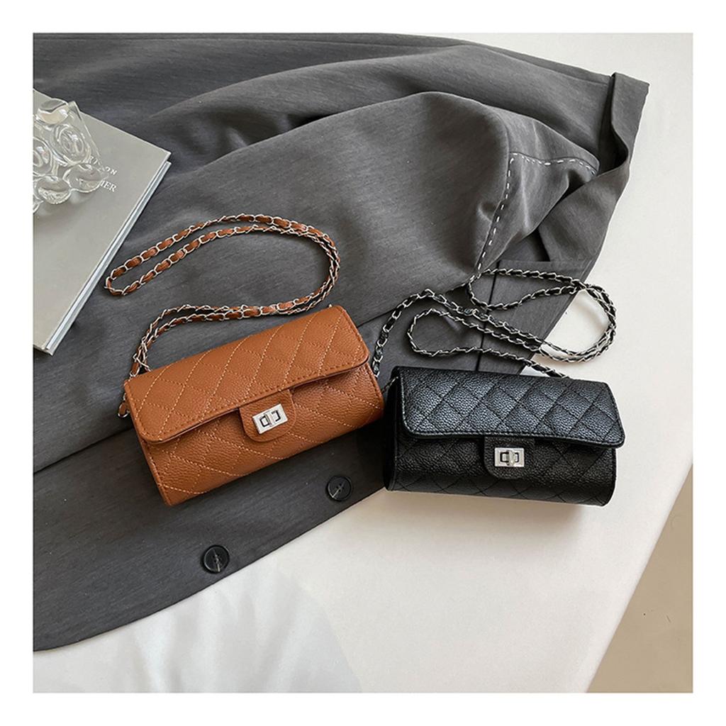 Large Capacity Diamond Lattice Embroidery Line Fashion Chain Temperament Ride Crossbody Shoulder Small Square Bag For Women