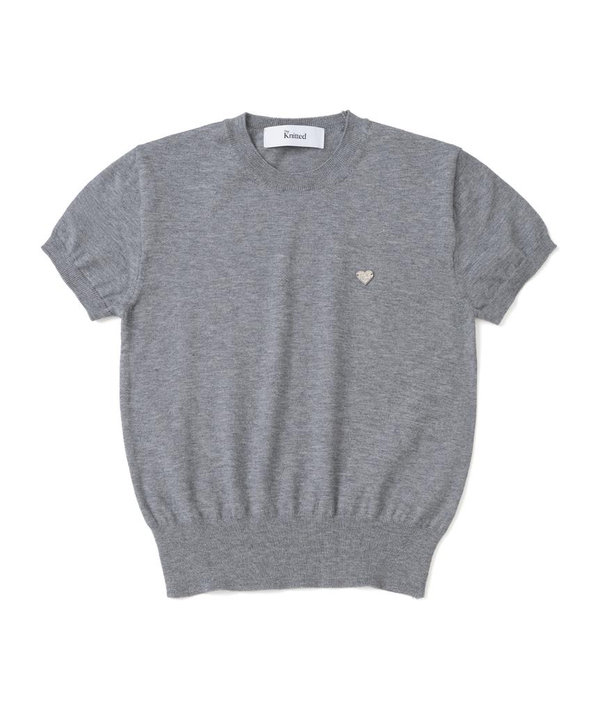 KNITTED (W) Basic Essential Washable Round Short Sleeve Knit Grey