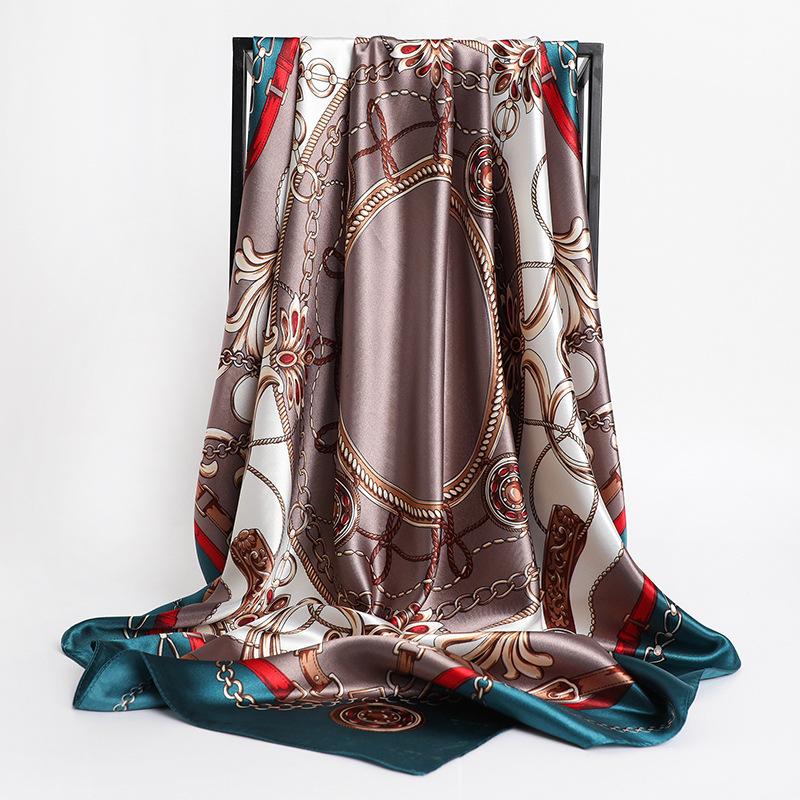 Women Silk Square Scarf Lady Bandana Head Wrap Shawl Satin Foulard Female Large Hijab Neckerchief Scarves Pashmina 2021 Headband