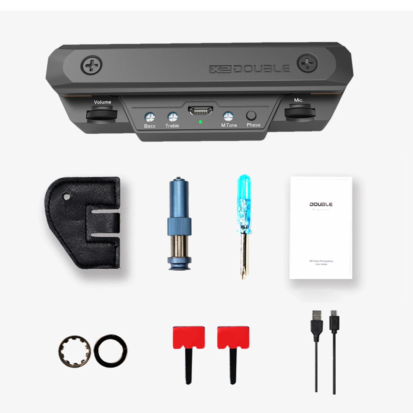 

Tone Control Musical DOUBLE X0 Guitar Pickup Preamp Soundhole Pickup with Volume Instrument Accessories for Acoustic Guitar чорний