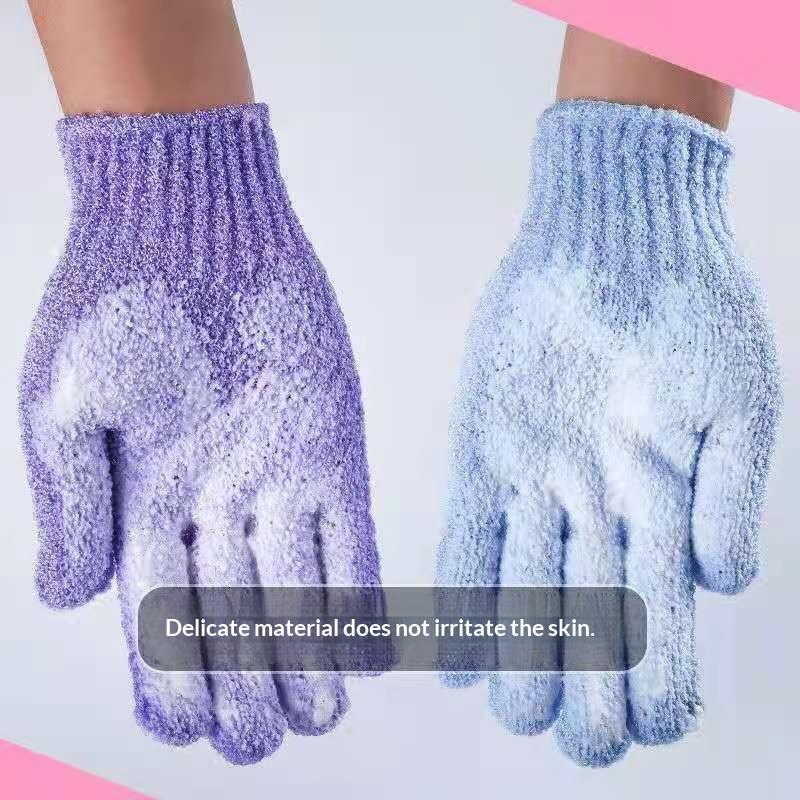 2Pcs 2-in-1 Exfoliating Bath Gloves Massage Peeling Shower Scrub Mitts for Full Body Skin Smoothing Care