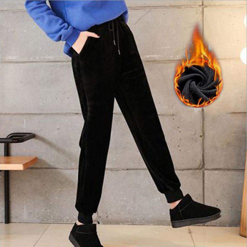 Winter Women Cotton Thickening Lamb Hair Warm Sweatpants Casual Comfy Sweatpants Leisure Trousers Pants