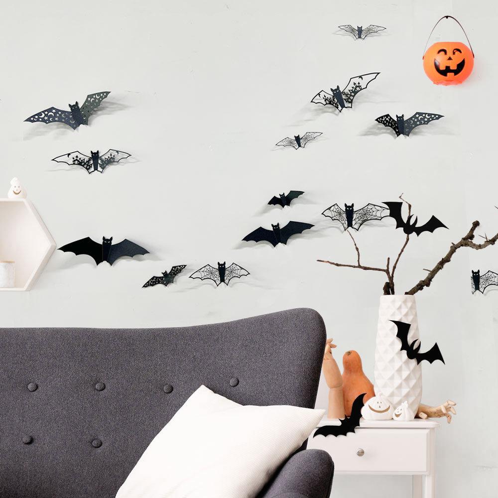 Halloween Bat Decorations for Doorways, Hollow Bat Wall Decorations, 3D Non-adhesive Paper Bat Wall Stickers wall decoration