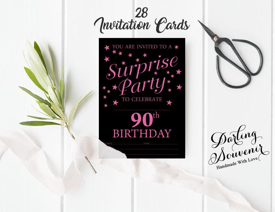 Darling Souvenir Black Birthday Invitation Card Printable Elegant Fill or Write In Blank Party Invites 28 Pcs 5 X 7