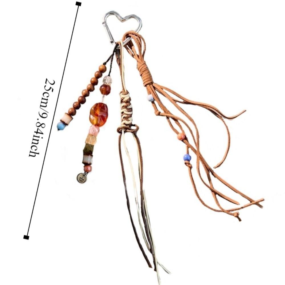 Acrylic Woven Ropes Car Keychain Maillard Beads Braided Rope Keyring  Jewelry Accessories