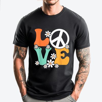 Friedenszeichen Liebe 60er 70er Kostüm Groovy Hippie Mottoparty Lustige T-Shirts Damen Anime T-Shirts Muttertag