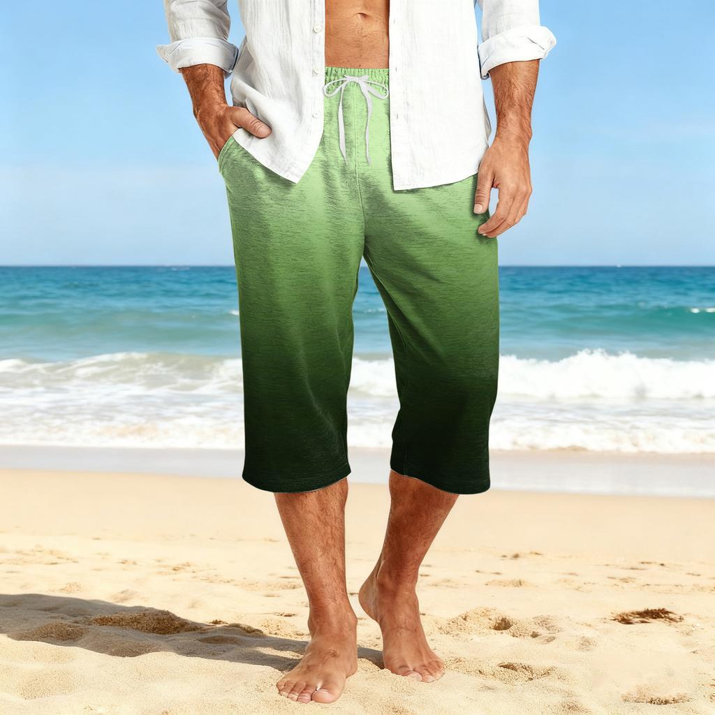 Men's Casual Drawstring Cropped Shorts