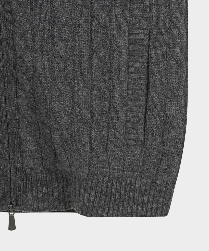 Brooks Brothers Windproof Wool Cable Zip-Up Sweater (Charcoal) (Bbwcmbf406)