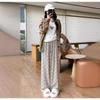 Korean Retro Bow High-Waisted Wide-Leg Silky Pants for Women