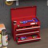Lockable Metal Tool Box, 4 Drawer Tool Chest with Latches, Handle, Ball Bearing Runners, Red