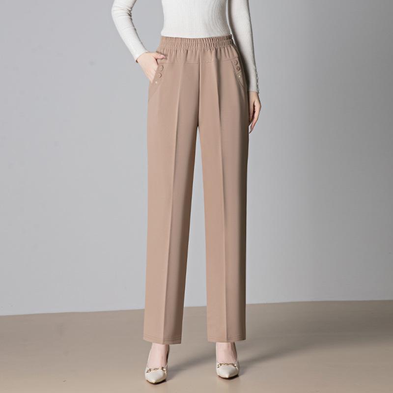 Women's High Waist Slim-Fit Casual Pants - Versatile Spring/Autumn Fashion, Loose & Elastic