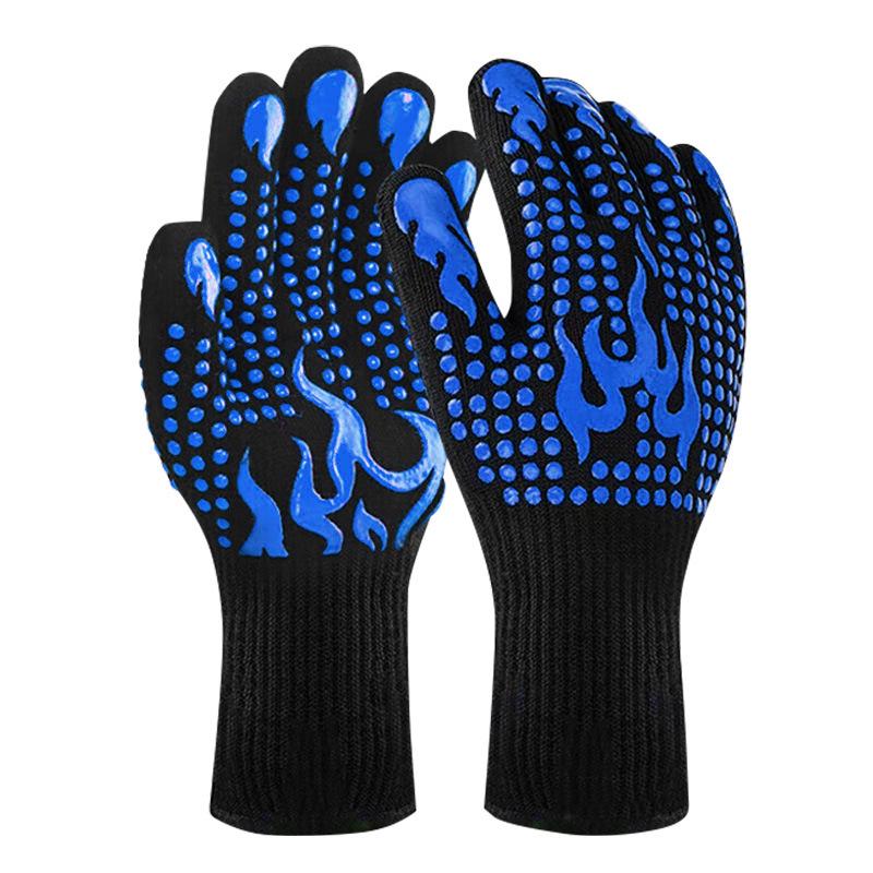 Thickened Aramid BBQ Gloves - 500°F Flame Retardant & Insulated, EN407 Certified, Customizable Anti-Scalding Protection