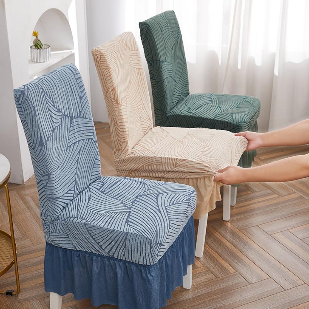 High Elastic Chair Cover Winter Thickened Full Skirt Solid Ripple Pattern Amazon Chair Cover