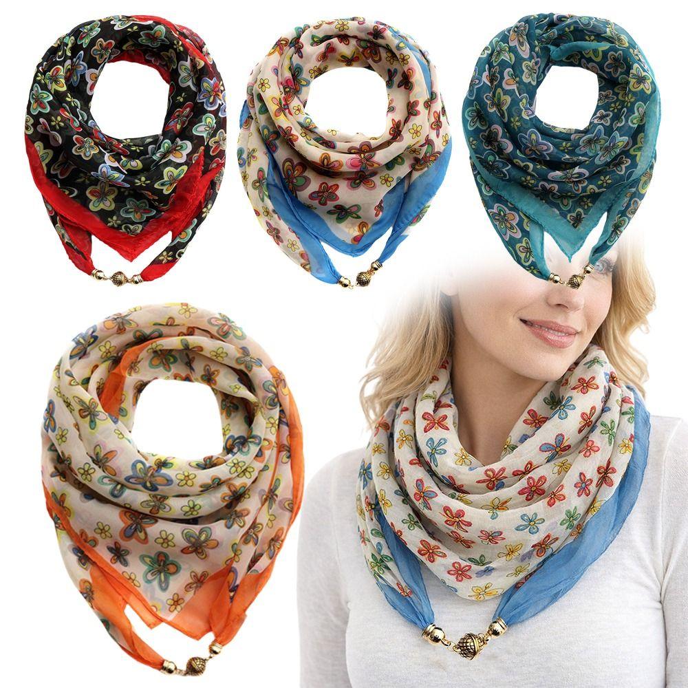 Luxury Women's Neck Scarf Chiffon Headscarf Fashion Square Scarf  Spring