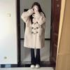Lamb Wool Horn Buckle Coat Women's Season Fleece Thickened Large Size Loose Medium and Long Coat Women's Small Fat M