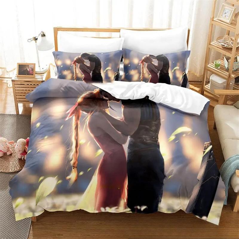 3D Print Game Crisis Core Final Fantasy VII Bed Set Quilt Cover Pillowcase,King Queen Twin Size Boys Girls Adults Bedding Set