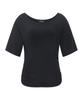 Peullijeunopallou Vin U-Neck Shirring Short Sleeve Top (Black)