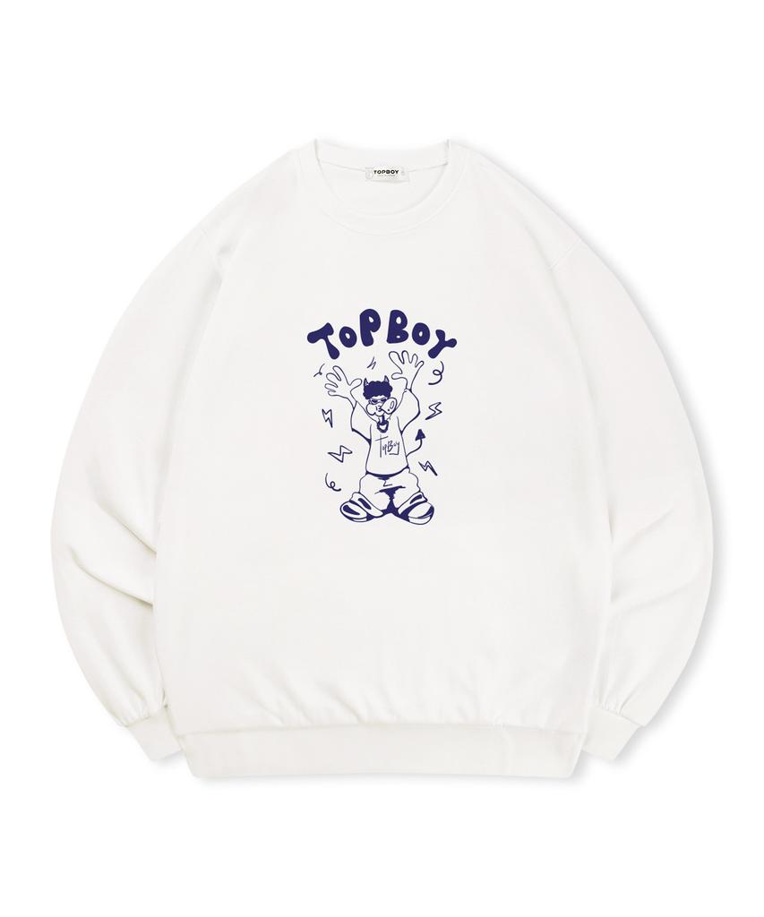 TOPBOY [Non-Fleece Or Fleece-Lined] Dancing Dog Print Sweatshirt (Type A)